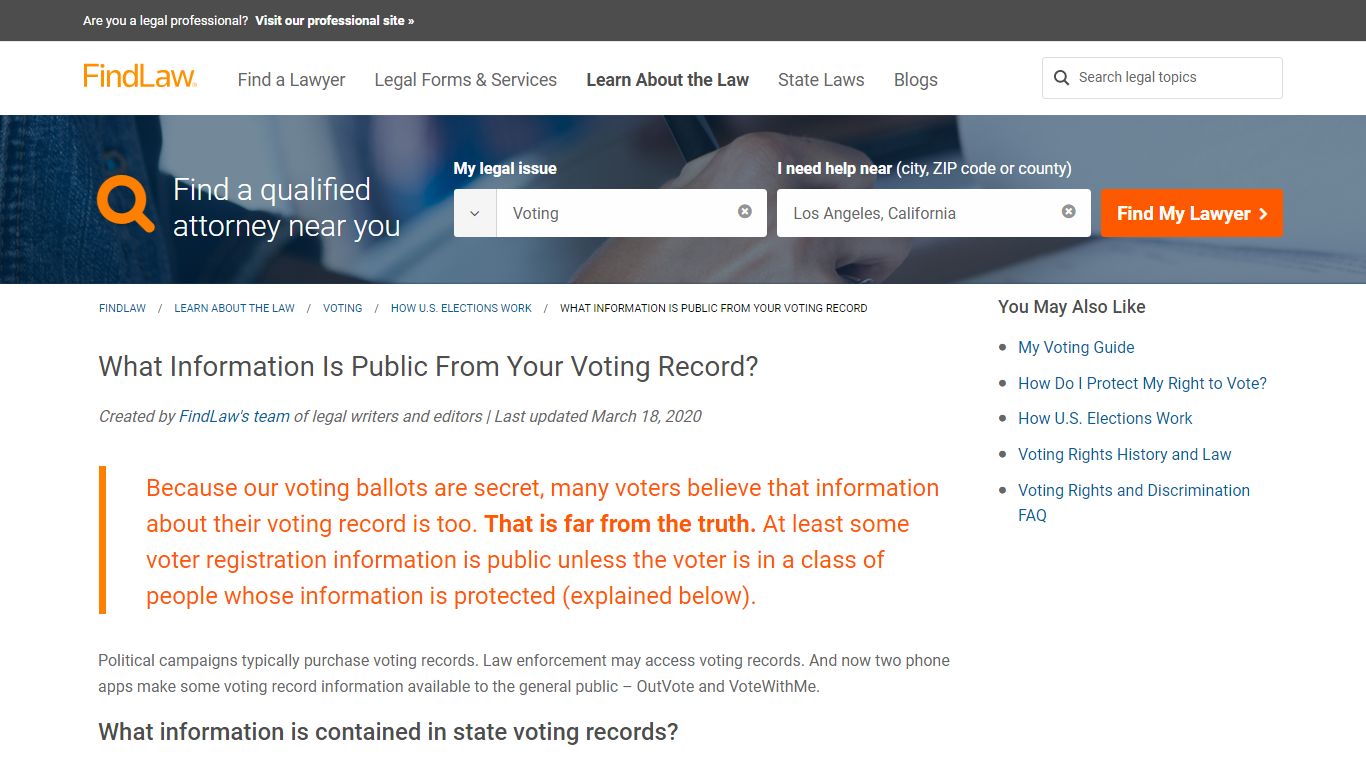 What Information Is Public From Your Voting Record? - FindLaw